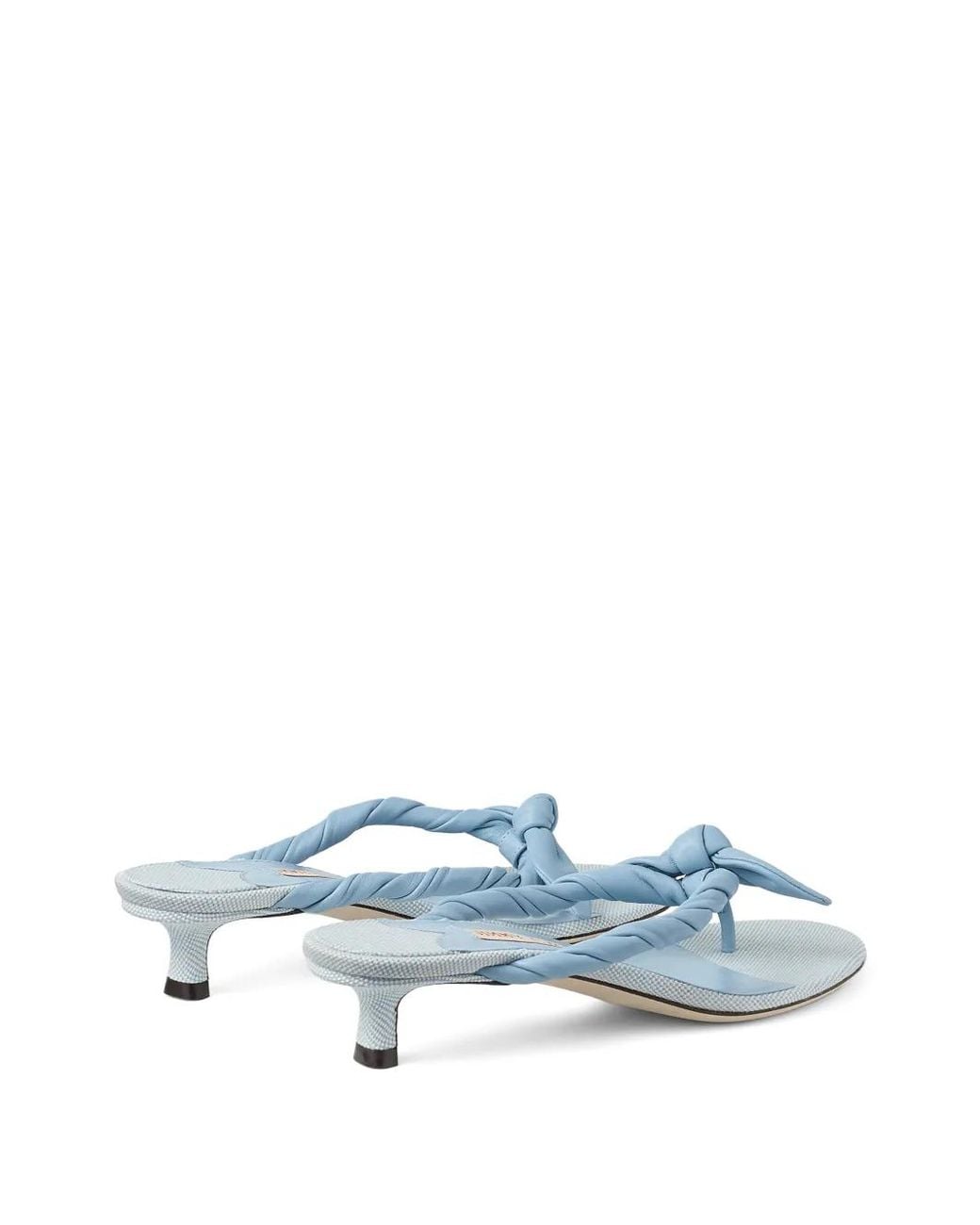 Jimmy Choo White Liss 35 Braided-Knot Heeled Sandals