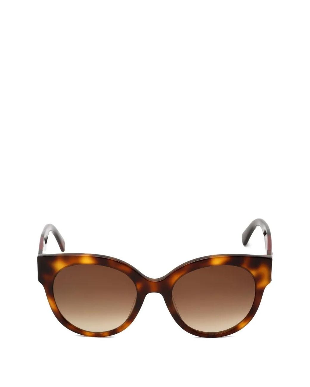 Longchamp Brown Tortoiseshell-Effect Round-Frame Sunglasses