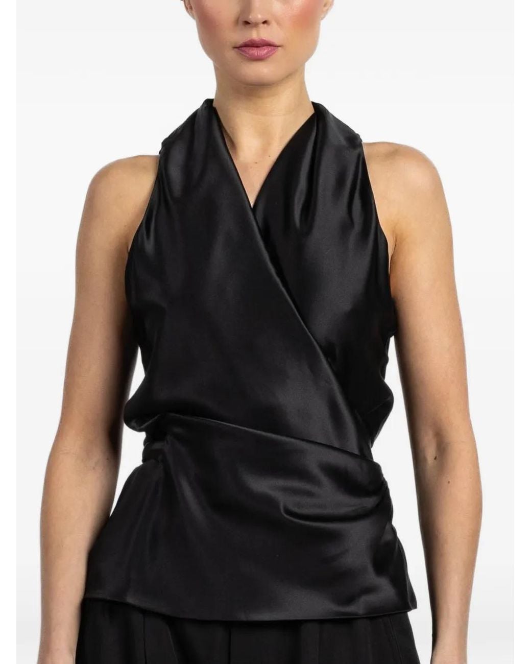 Peter Cohen Black Halter-Neck Wrap Top