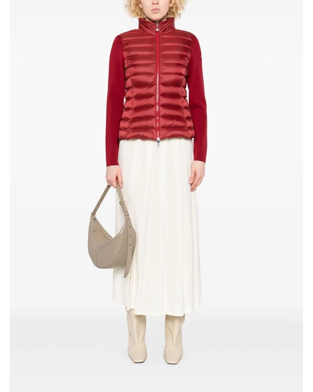 Moncler Red Padded-Front Knit Jacket