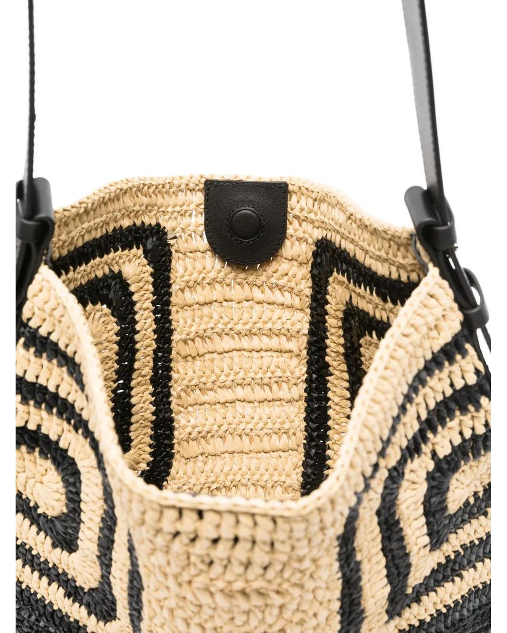 Patrizia Pepe Black Sac De Plage En Raphia