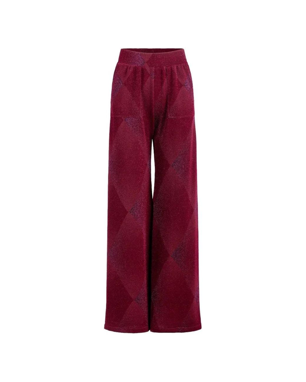 Silvia Tcherassi Red Colbie Argyle-Knit Trousers