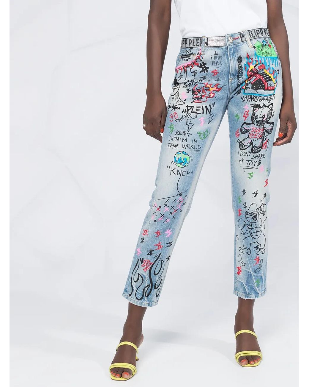 Jean À Imprimé Graffiti Philipp Plein en coloris Blue