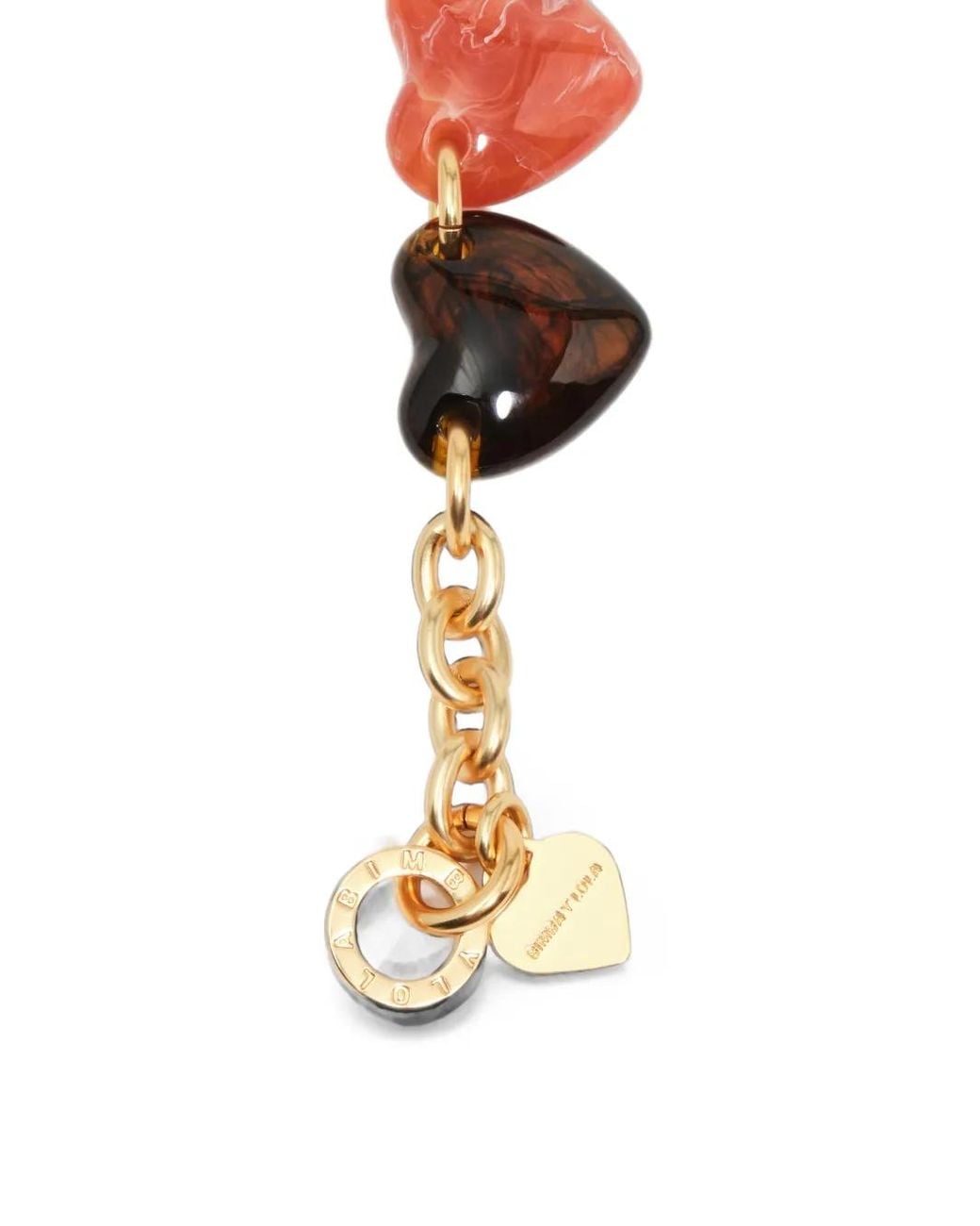 Bimba Y Lola Metallic Multi Amber Resin Hearts Necklace