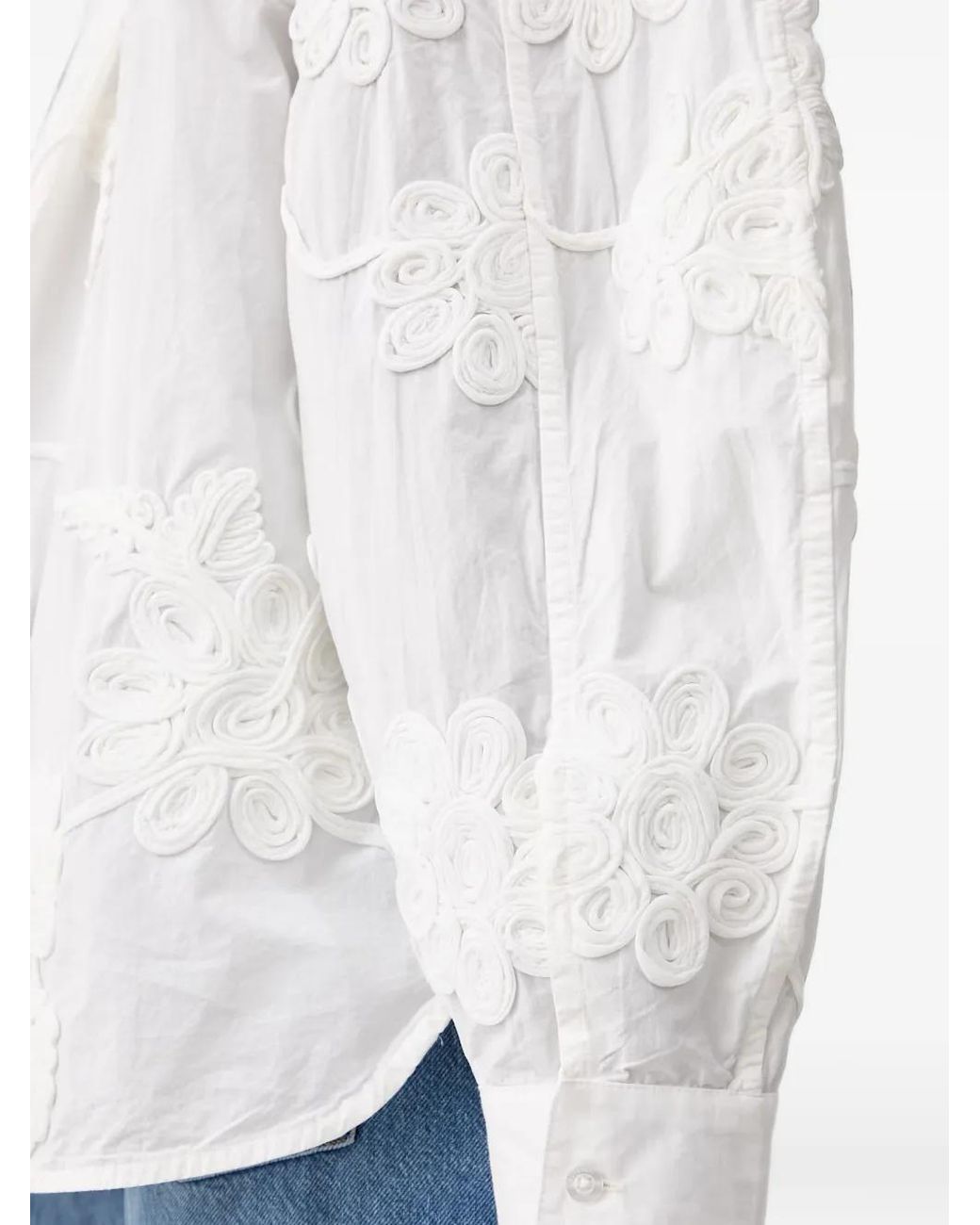 ROTATE BIRGER CHRISTENSEN White Corded-Lace Puff-Sleeve Shirt