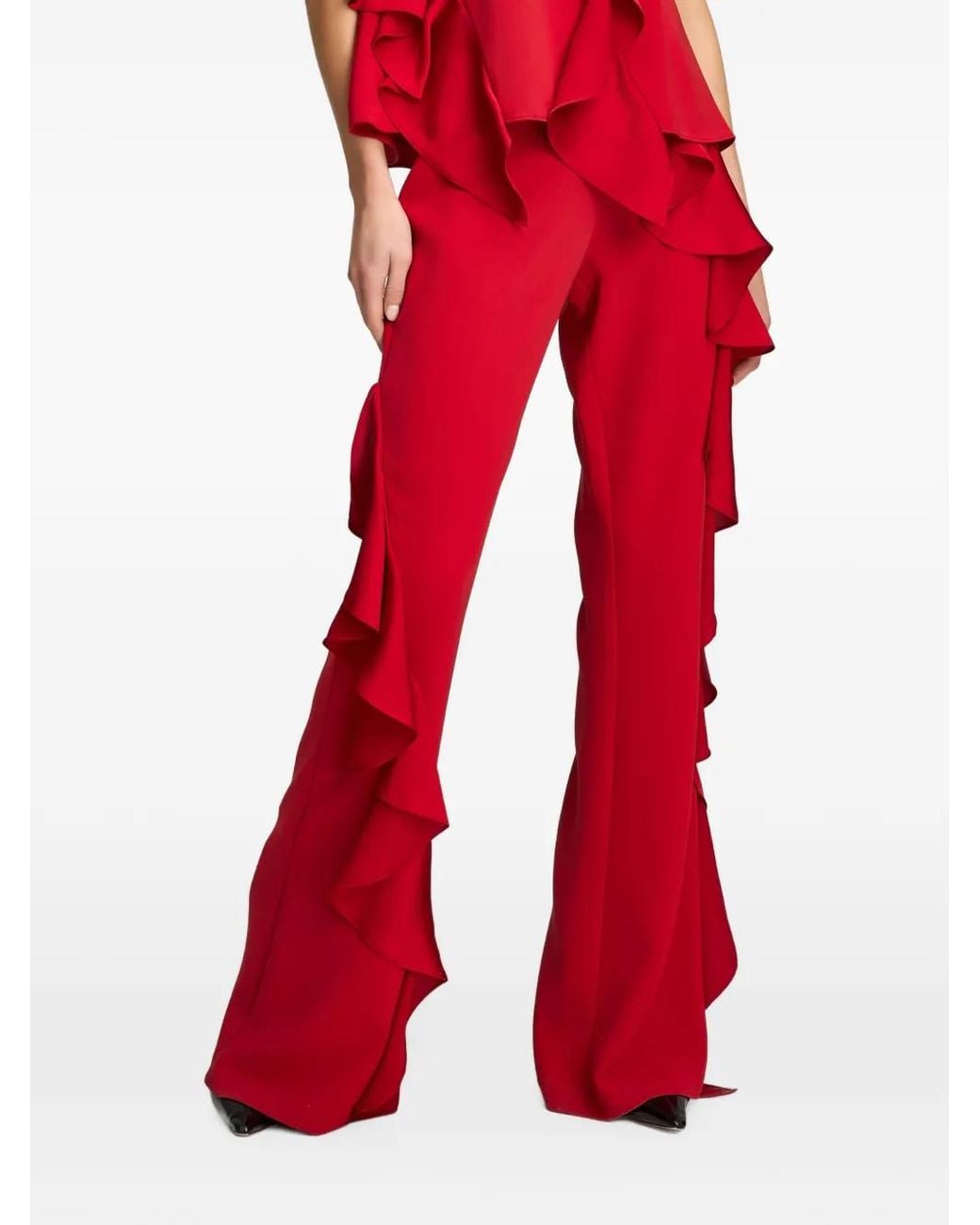 Cinq À Sept Red Selah Ruffled Trousers