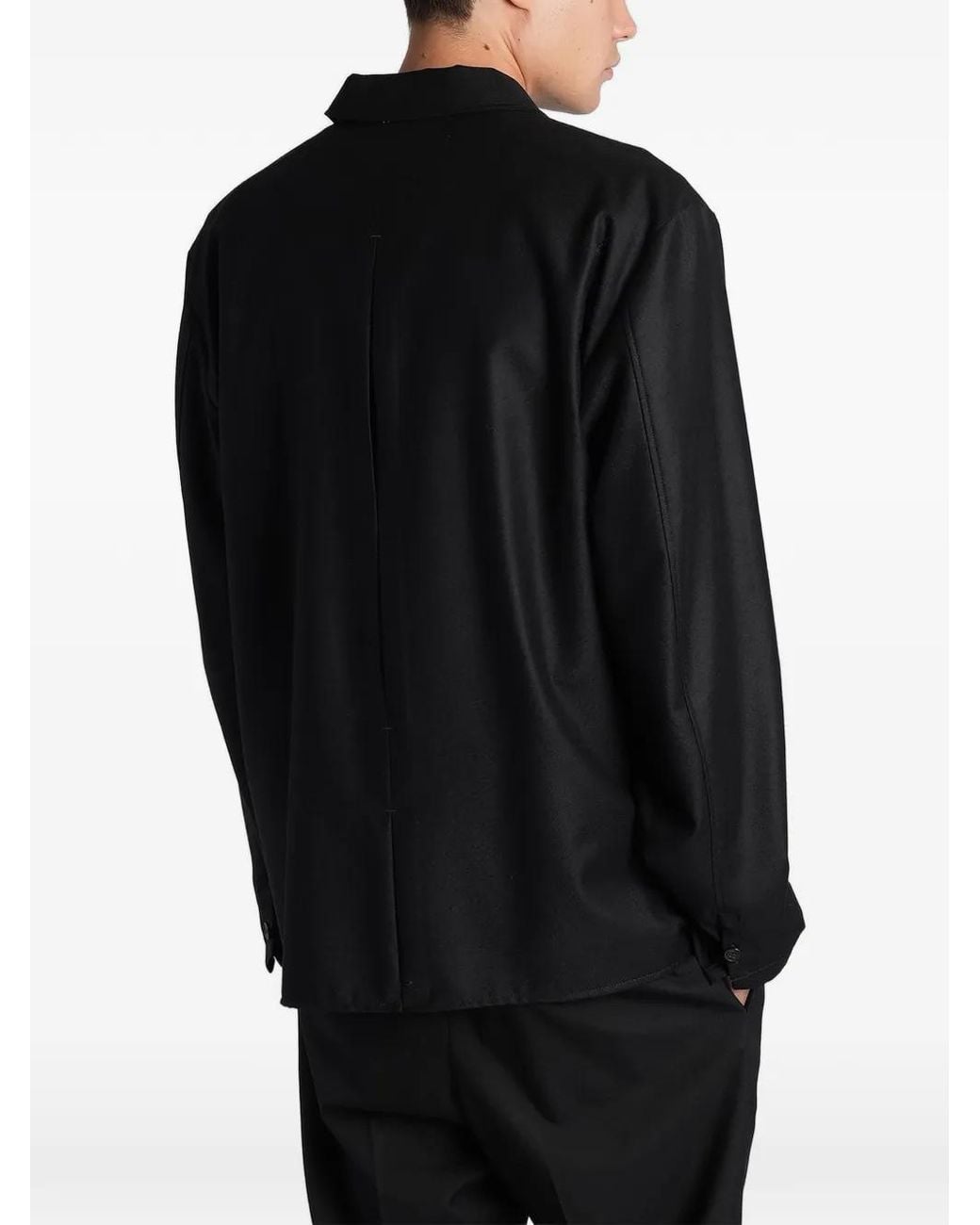 Grayed Black Luna Button-Up Shirt Jacket for men