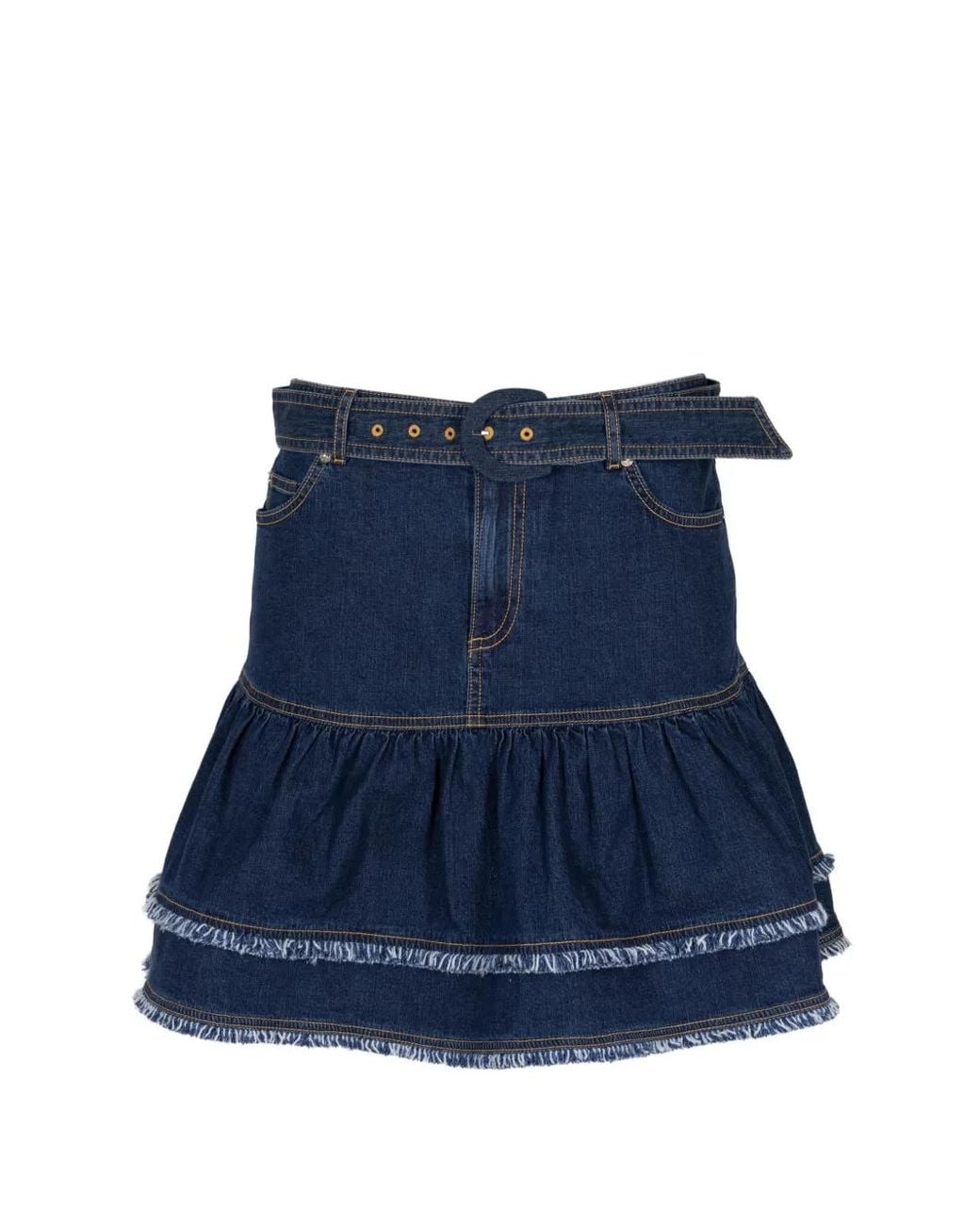 Cinq À Sept Blue Martina Fringe-Trimmed Short Skirt