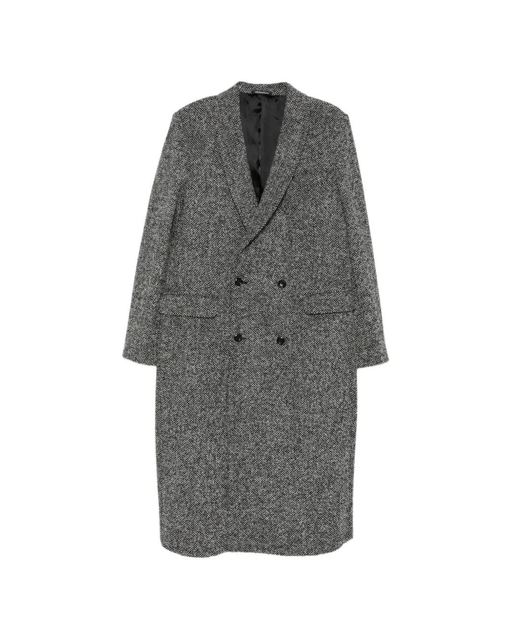 Emporio Armani Gray Faux-Pocket Double-Breasted Coat for men