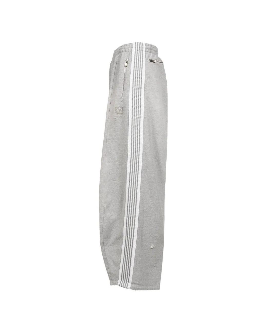 Needles Gray H.D. Distressed Track Pants for men