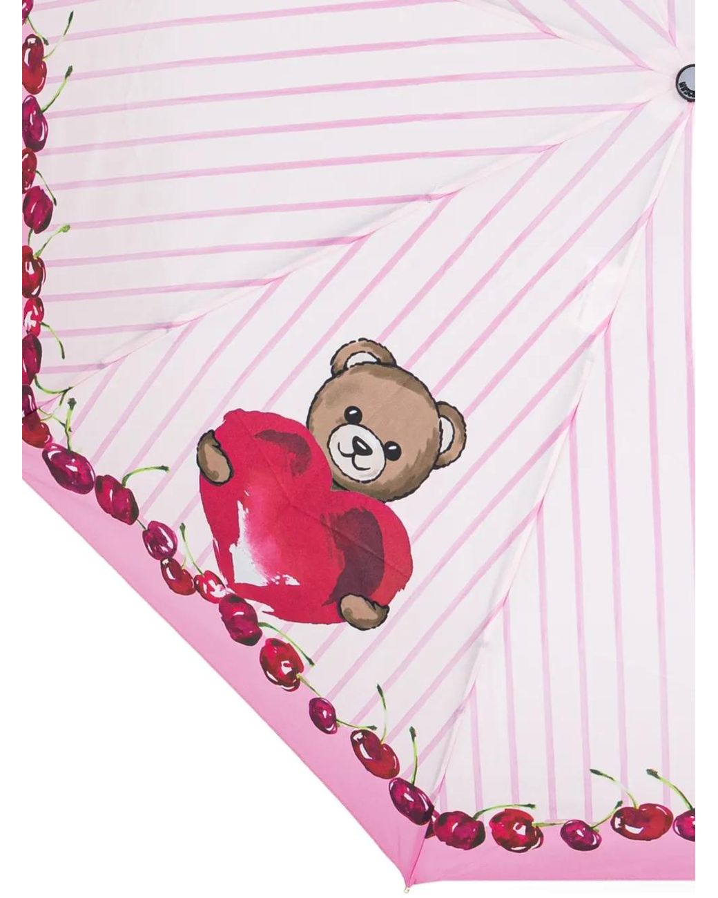 Ombrello Teddy A Righe di Moschino in Pink