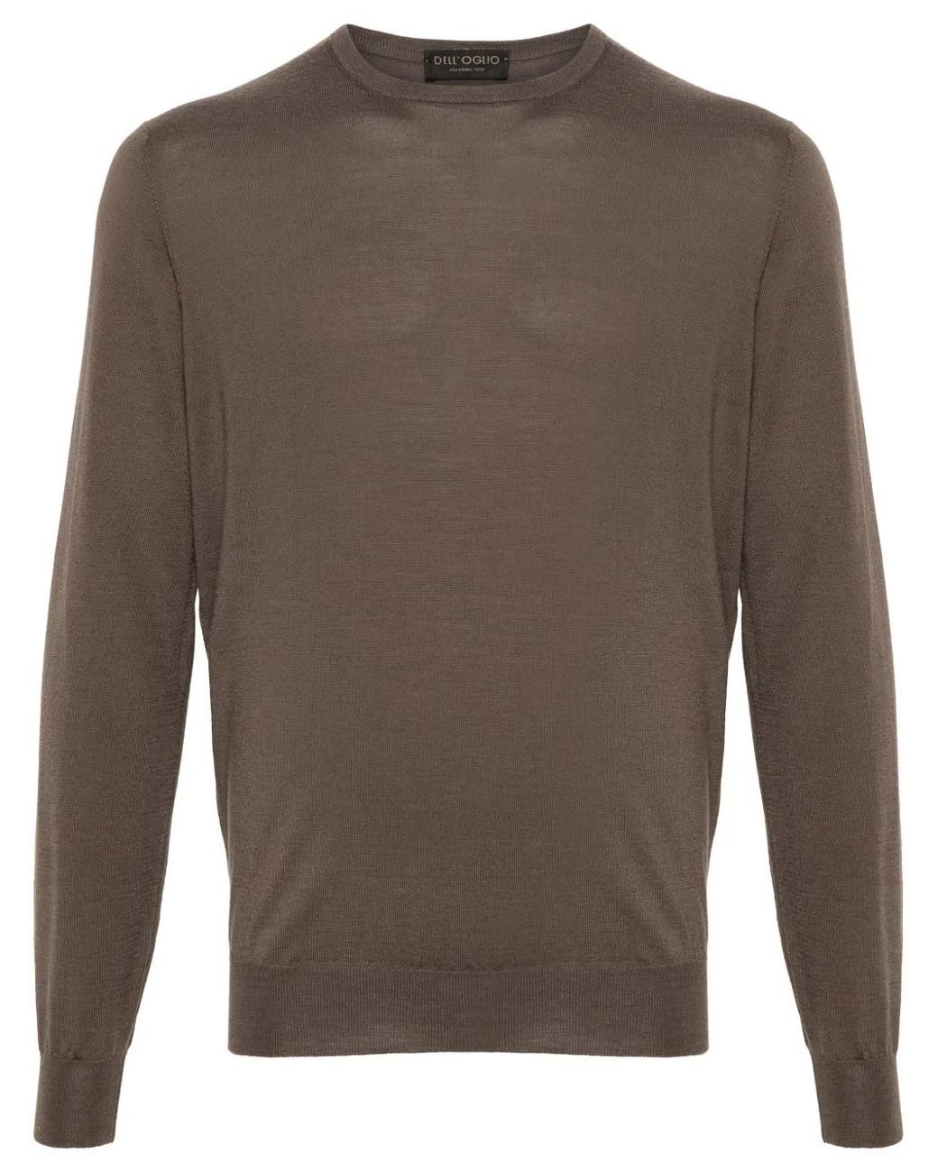 Dell'Oglio Brown Crew-Neck Rib-Trim Jumper for men
