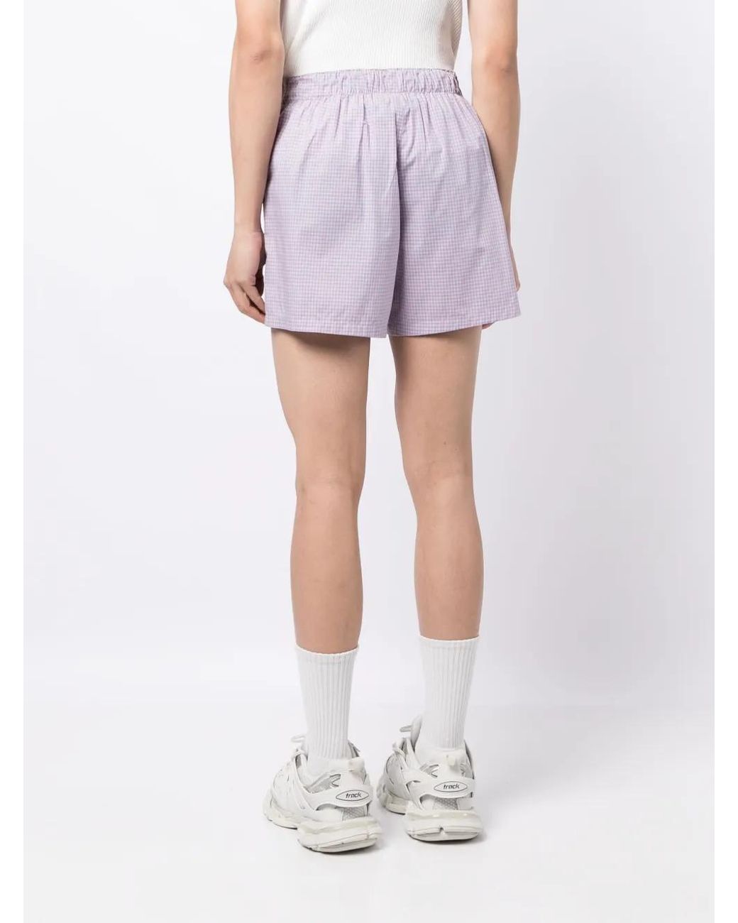 Natasha Zinko Purple Gingham-Check Pattern Shorts
