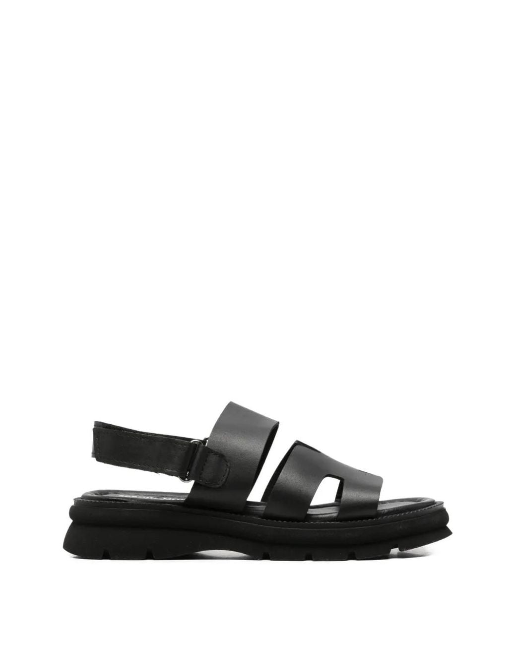 SERGIO MORETTI FIRENZE Black Touch-Strap Chunky-Sole Sandals