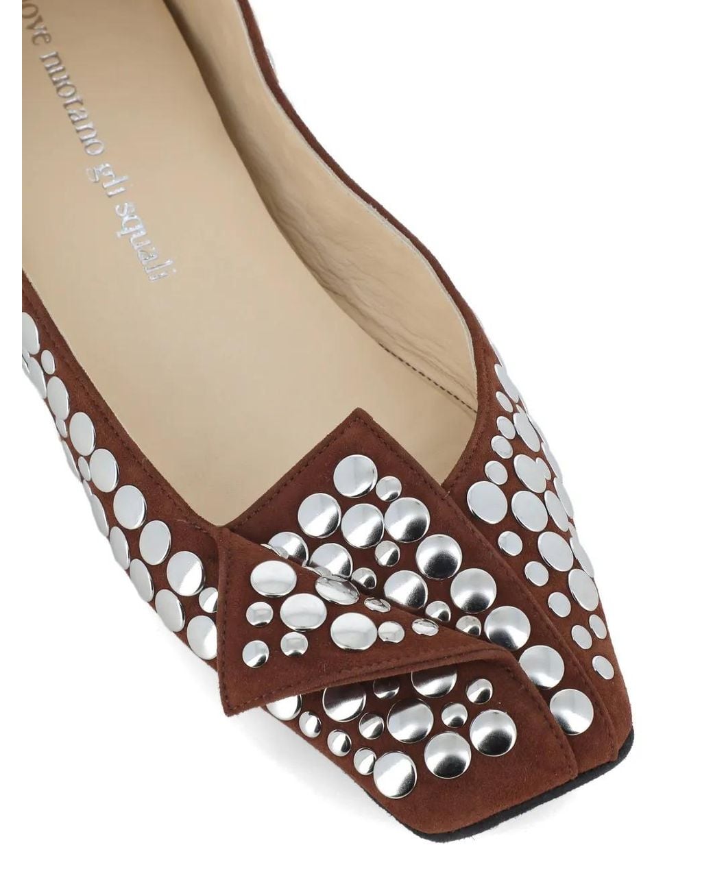 Dove Nuotano Gli Squali White Stud-Embellished Suede Ballet Flats