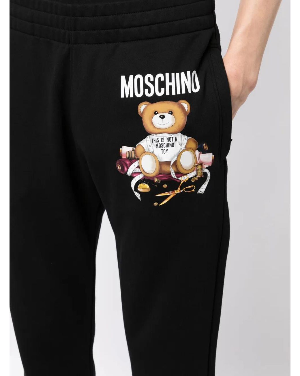 Moschino Black Teddy Bear-Print Cotton Track Pants for men