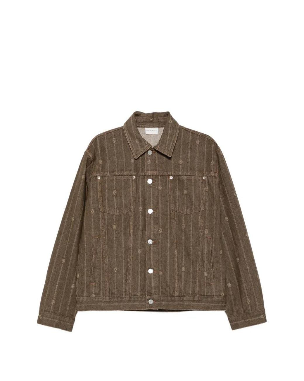 Drole de Monsieur Brown Logo-Monogram Denim Jacket for men