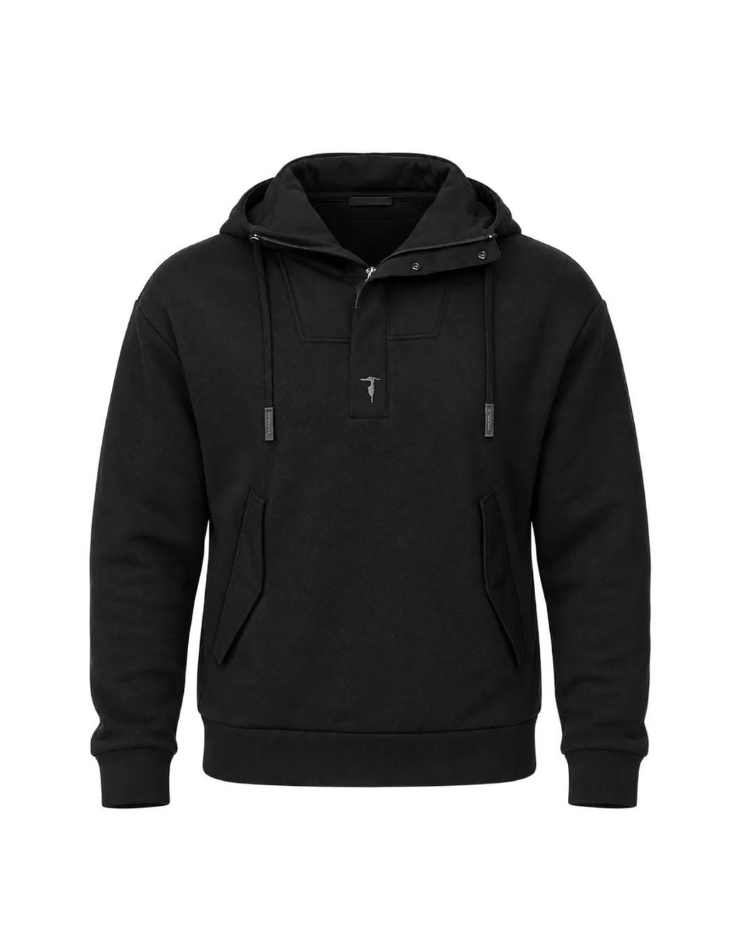 Trussardi Black Woven-Detail Cotton Hoodie for men