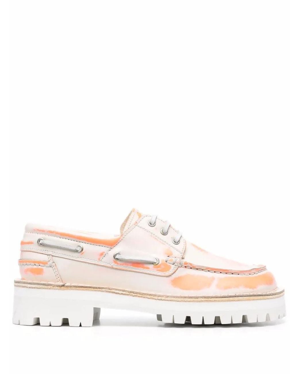 CAMPERLAB Orange Mocassins En Cuir À Imprimé Tie Dye