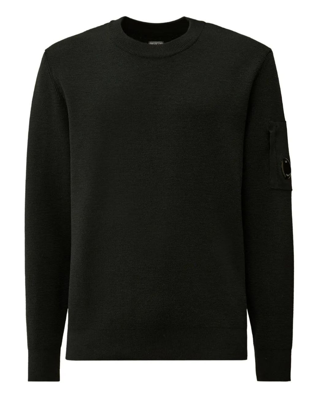 C P Company Black Lens-Detail Knitted Sweater for men