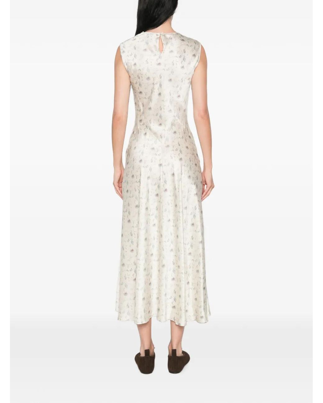 Doen White Adelana Floral-Print Midi Dress