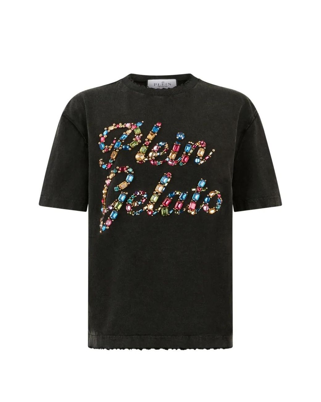 Philipp Plein Black Fit T-Shirt Plein Gelato Stones
