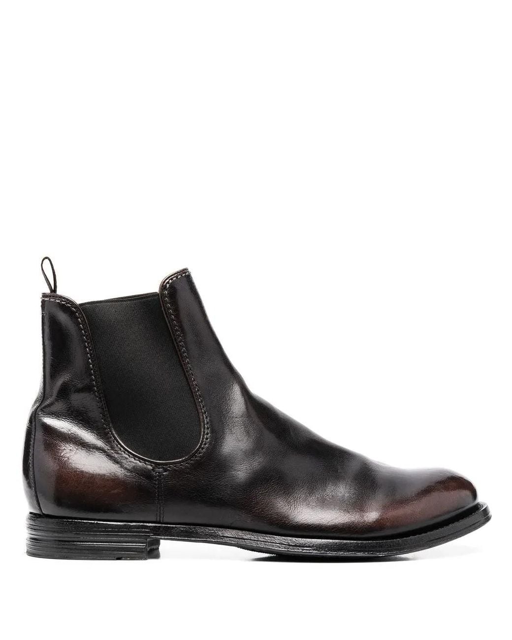 Officine Creative Black Leather Ankle Boots for men