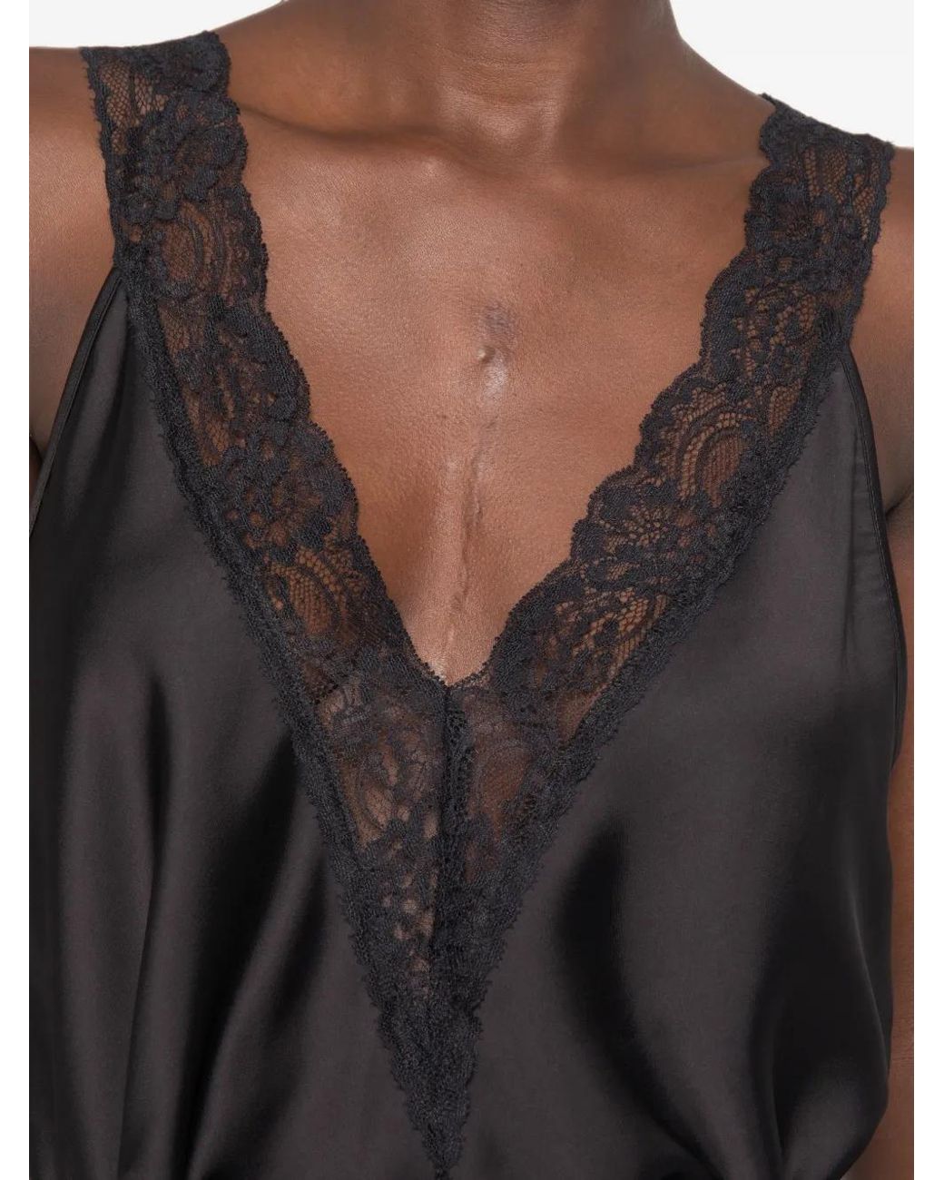 Imperial Black Lace-Trim Camisole Top