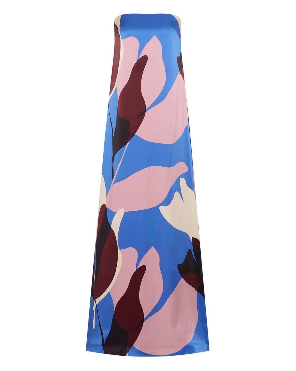 Rebecca Vallance Blue Mika Abstract-Print Strapless Maxi Dress