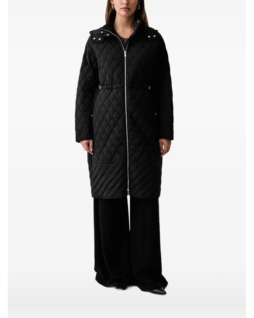 Trussardi Black Quilted Hooded Coat