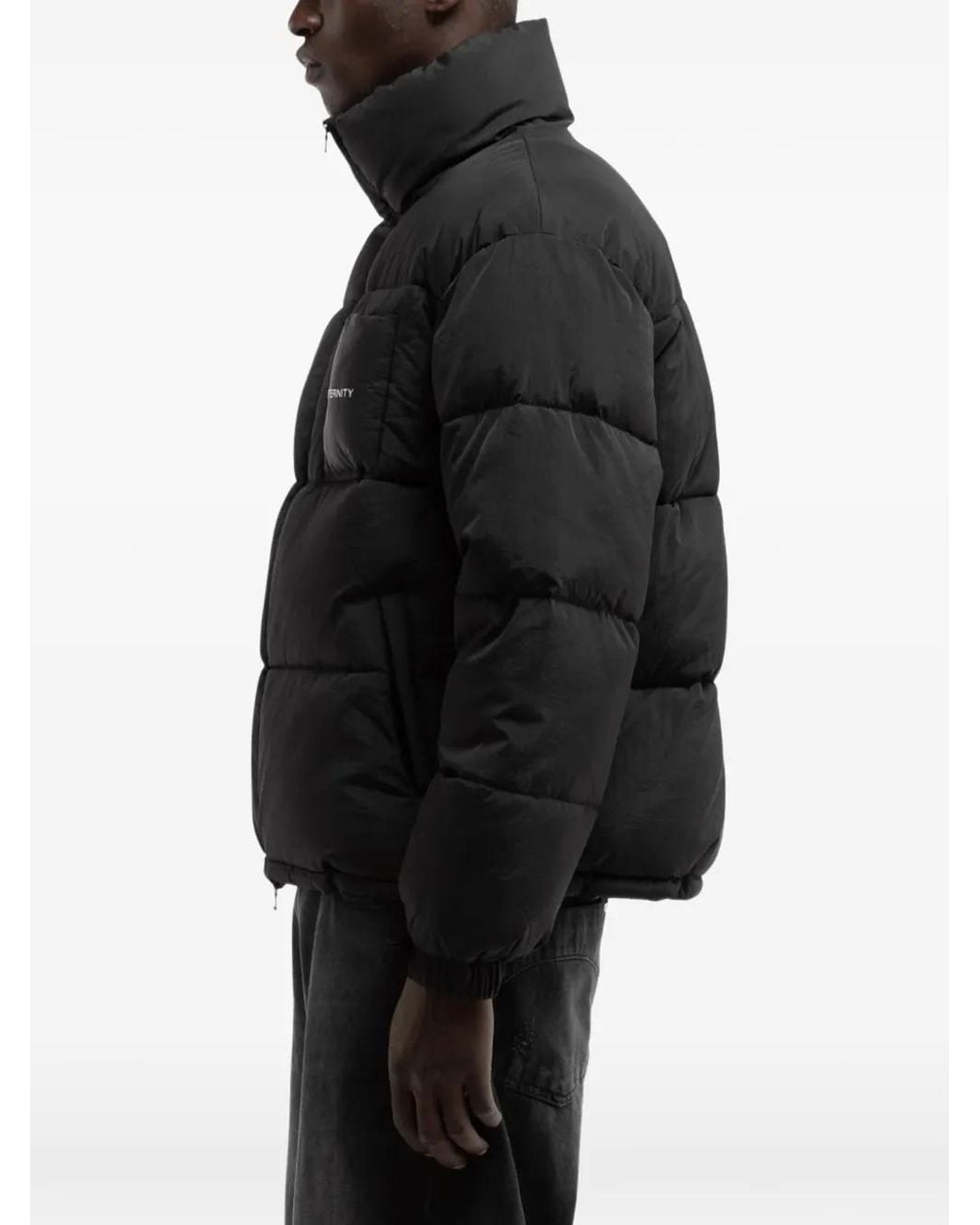 RETERNITY Black The Logo-Patch Puffer Jacket for men