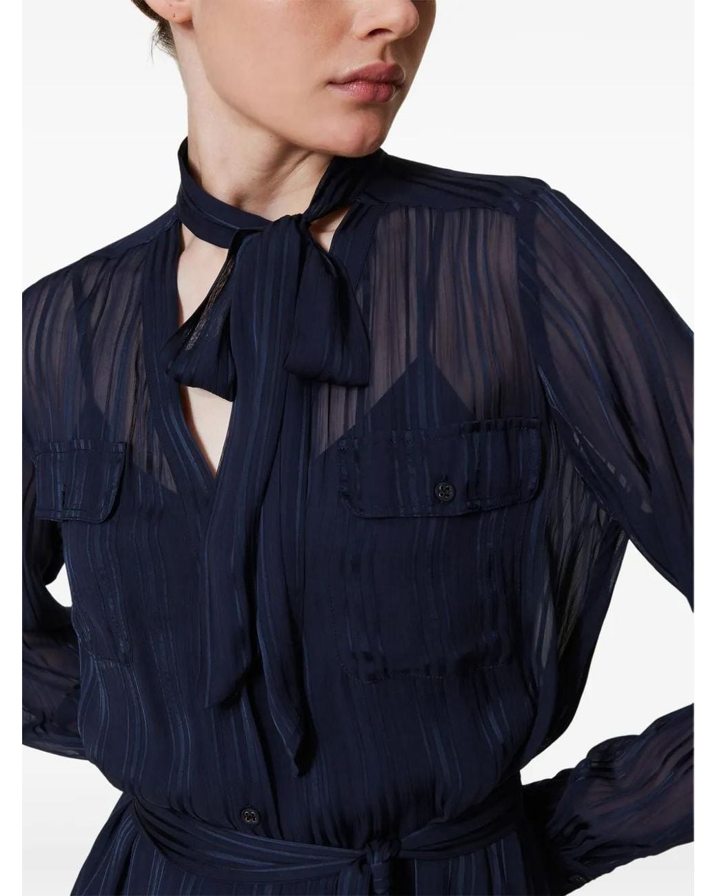 Twinset Blue Georgette Shirt Dress