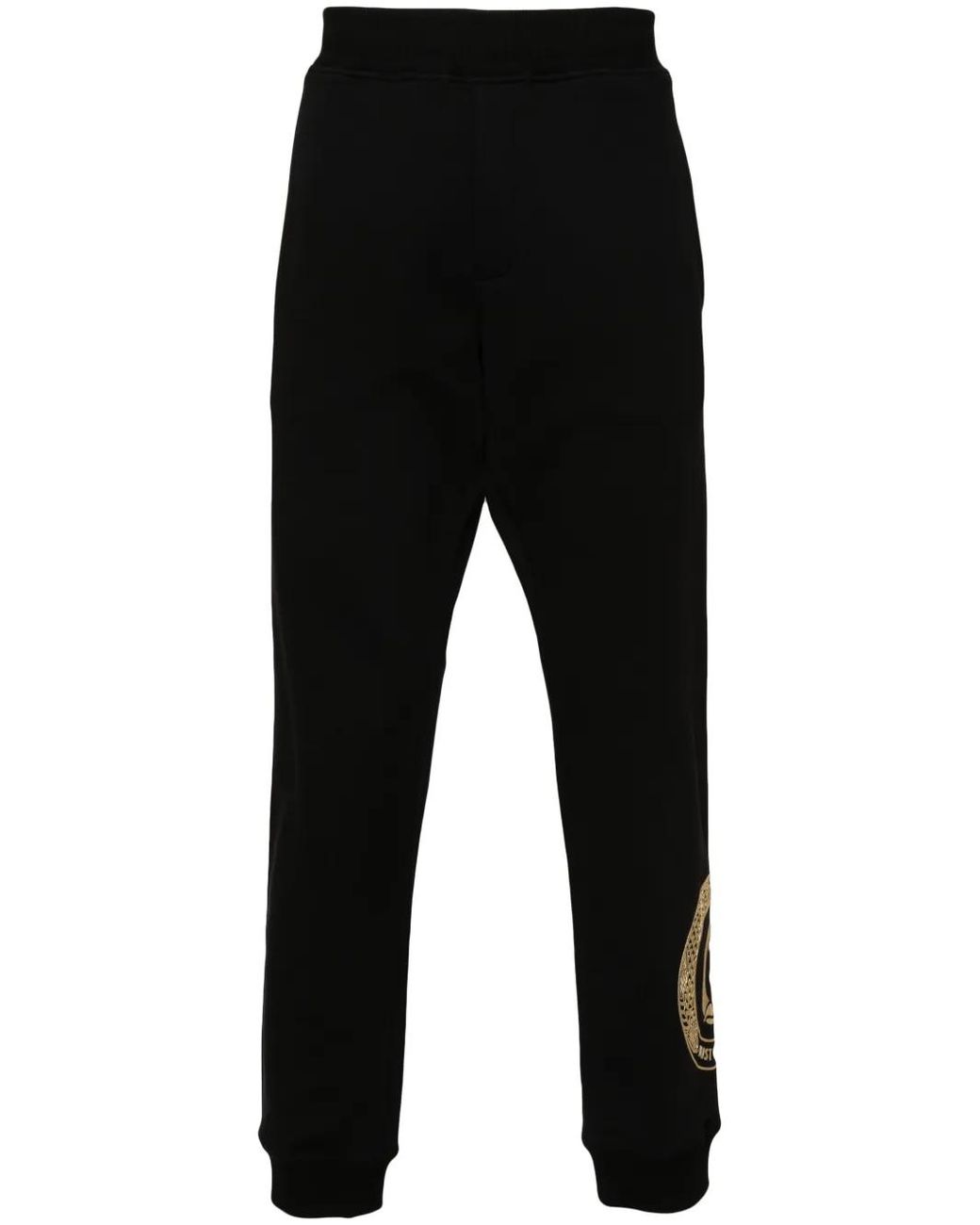Just Cavalli Black Logo-Stamp Cotton Track Pants for men