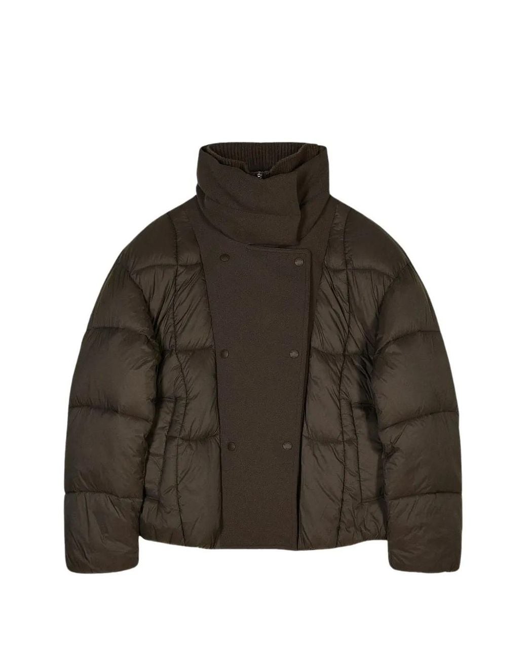 Patrizia Pepe Brown Double-Breasted Puffer Jacket