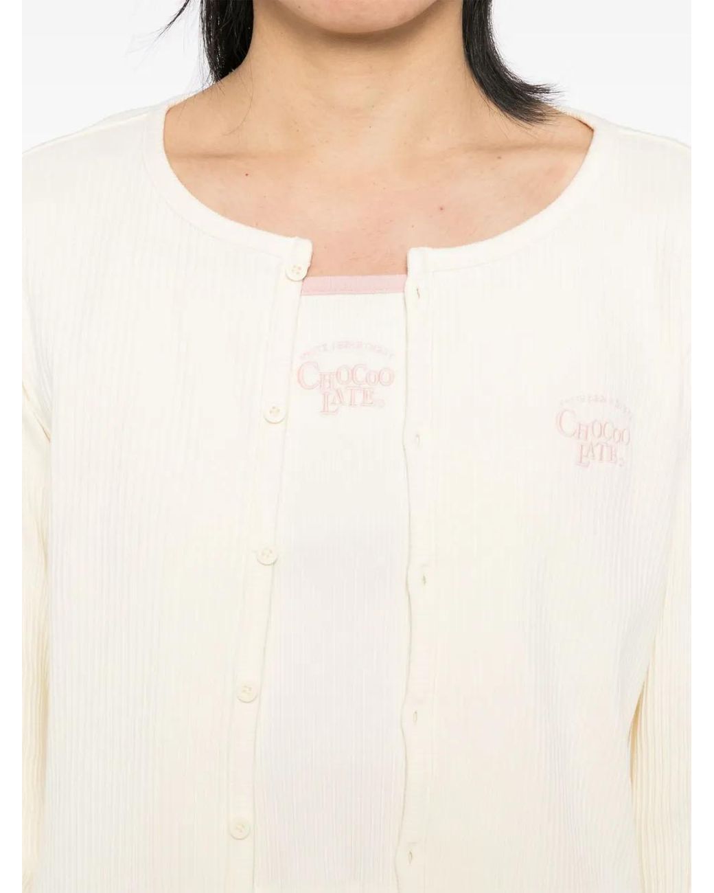 Chocoolate White Logo-Embroidered Top