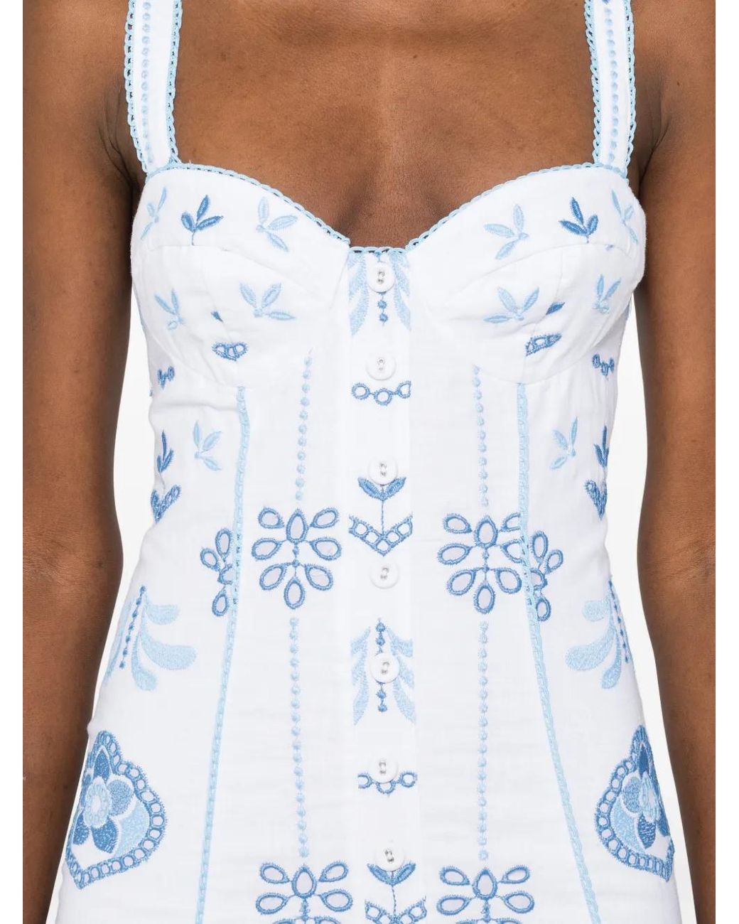 Charo Ruiz White Niva Embroidered Mini Dress