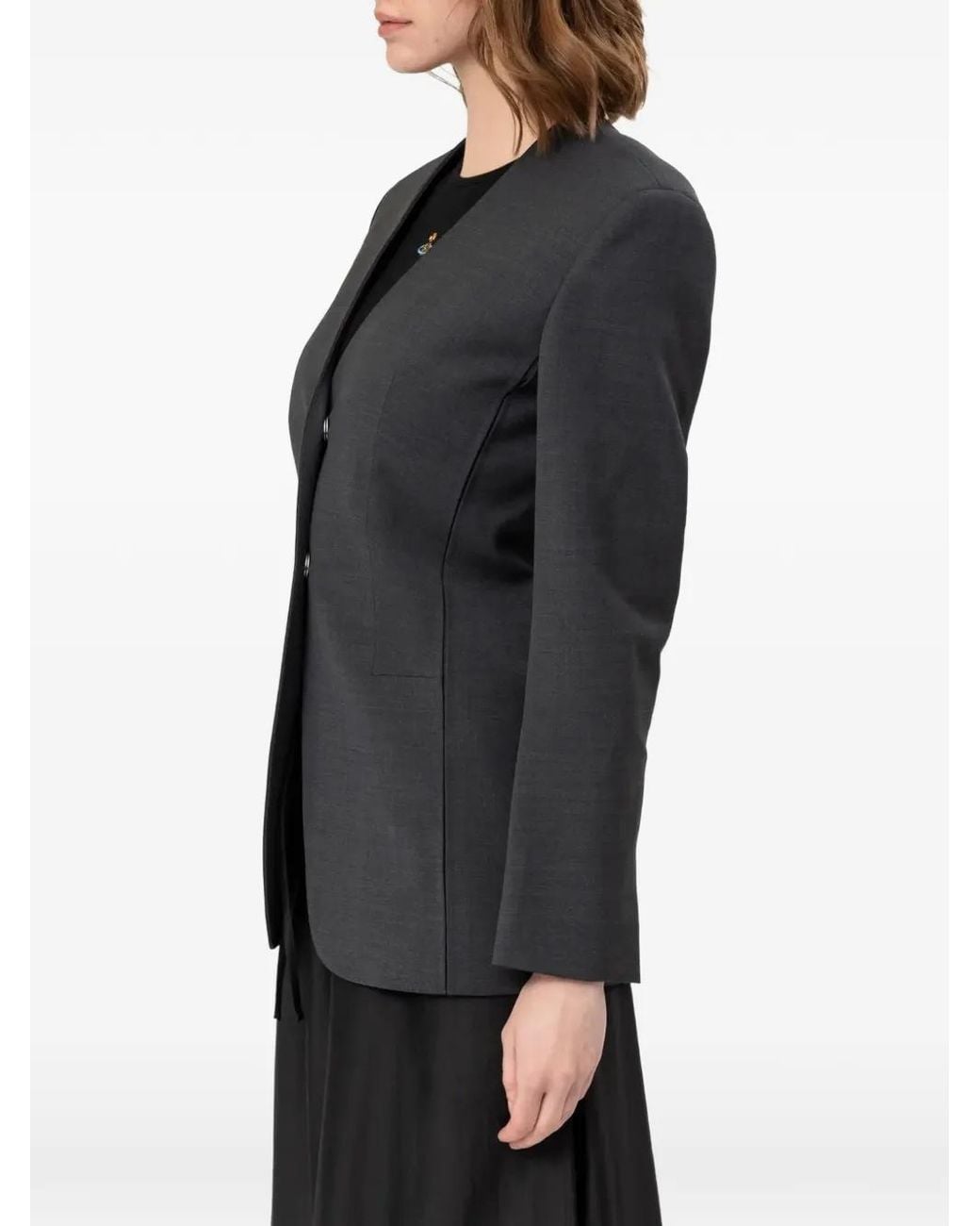 Entire studios Black Vanti Collarless Jacket