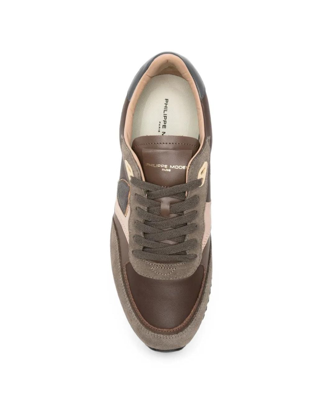 Philippe Model White Blville Suede-Panelled Sneakers