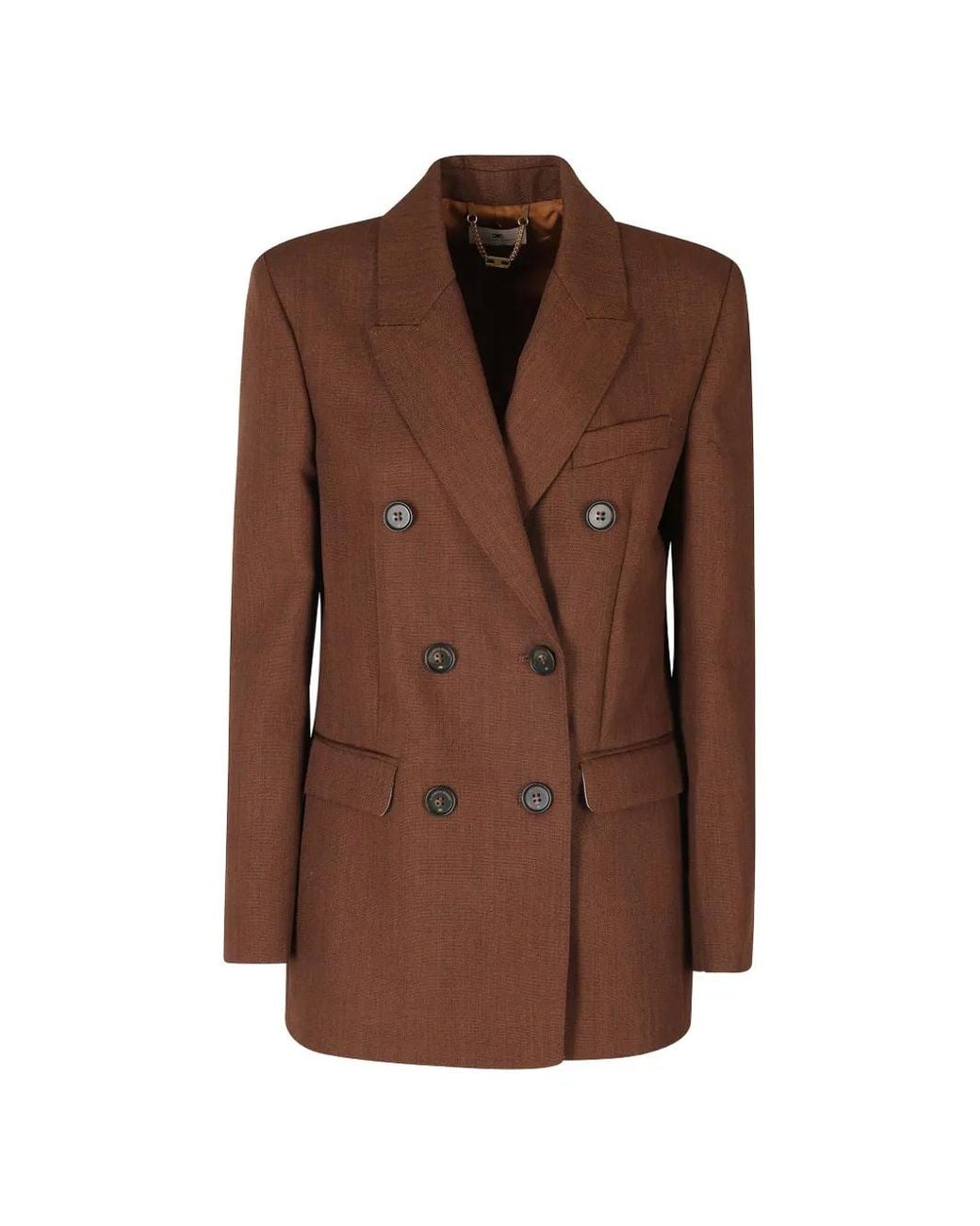 Elisabetta Franchi Brown Wool Jacket