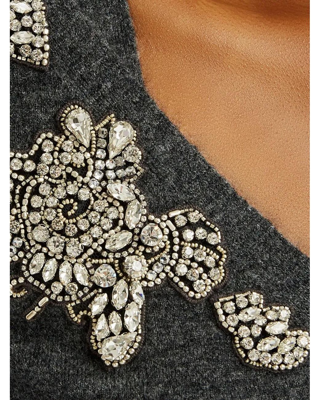 Erdem Black Cropped V-Neck Cardigan