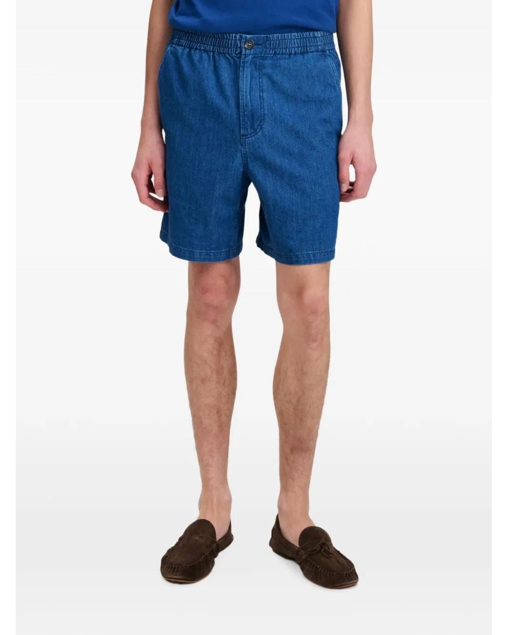 A.P.C. Geplooide Shorts Met Elastische Taille in het Blue voor heren