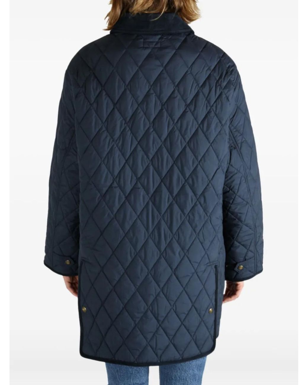 Polo Ralph Lauren Blue Quilted Corduroy-Collar Coat