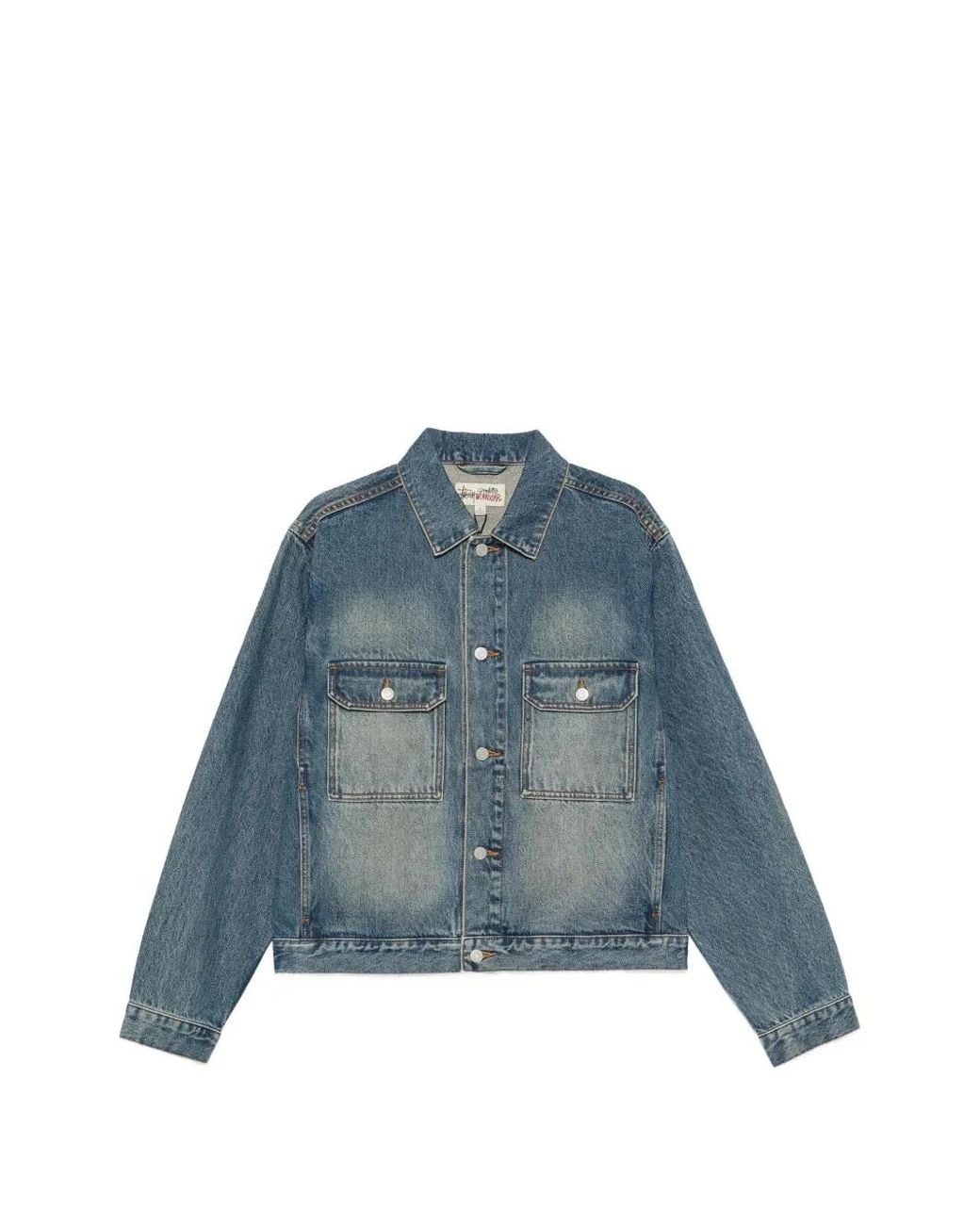 Stussy Blue Faded-Effect Denim Jacket for men
