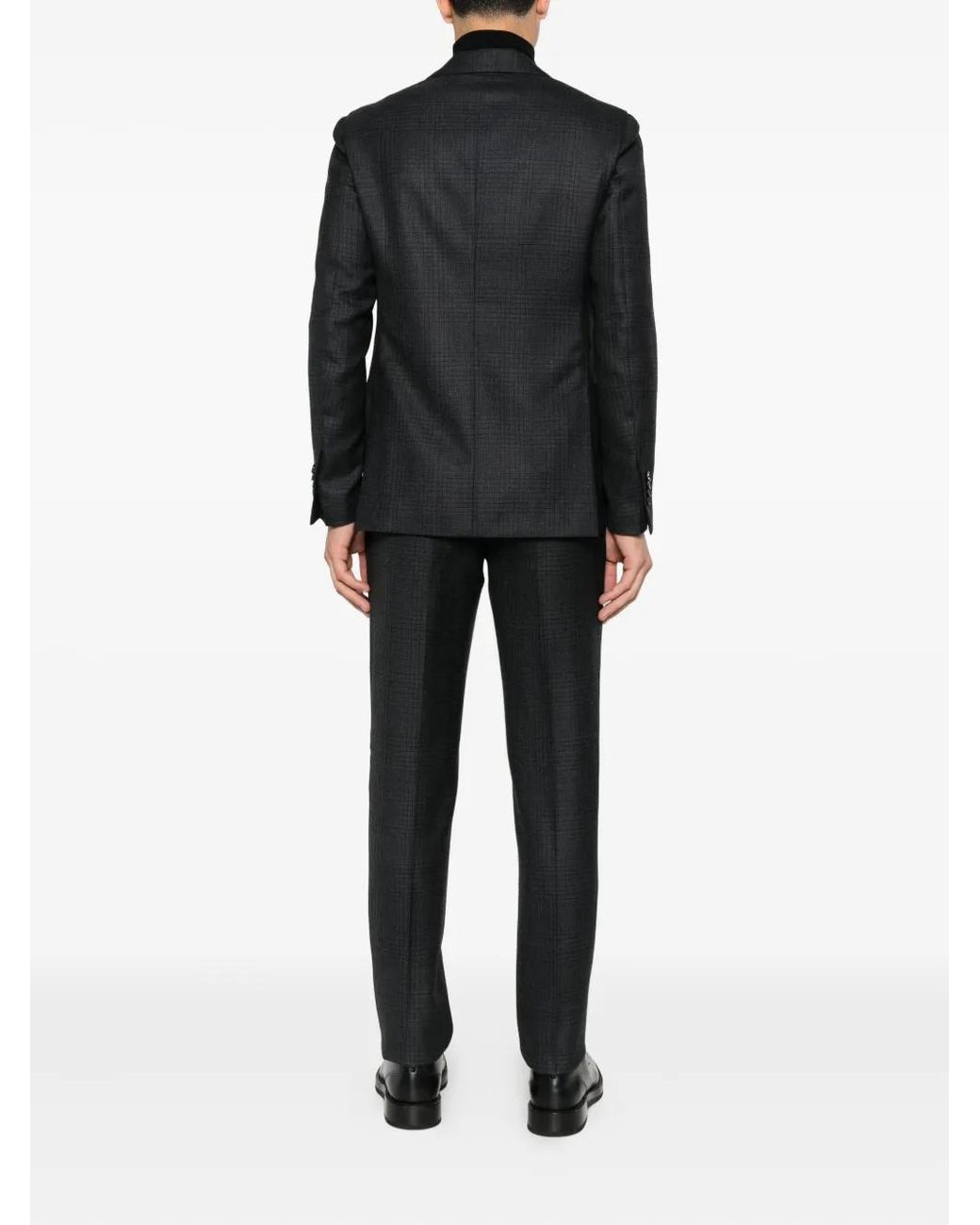 Lardini Black Checked-Pattern Wool Suit for men