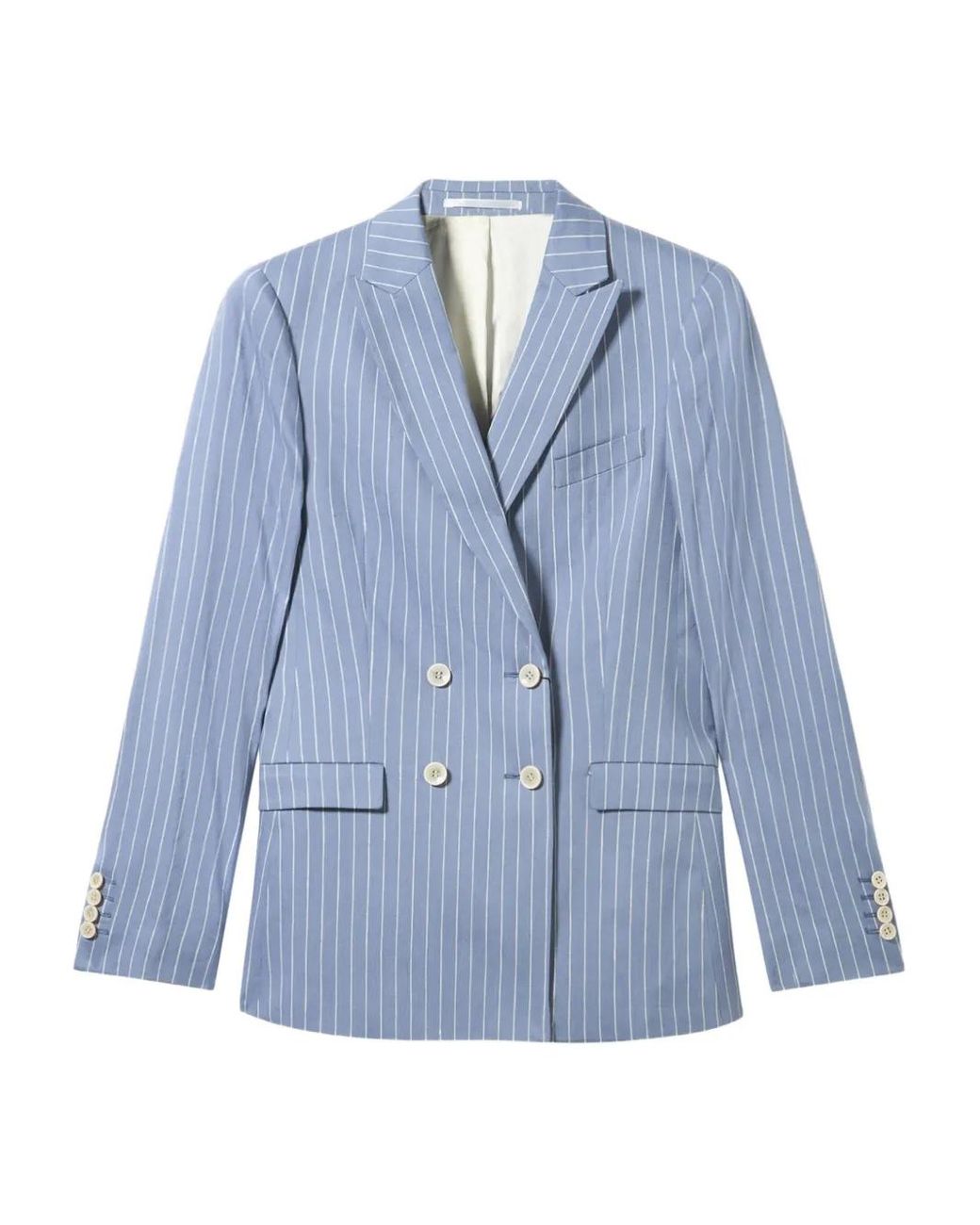 Brooks Brothers Blue Pinstriped Linen-Blend Blazer