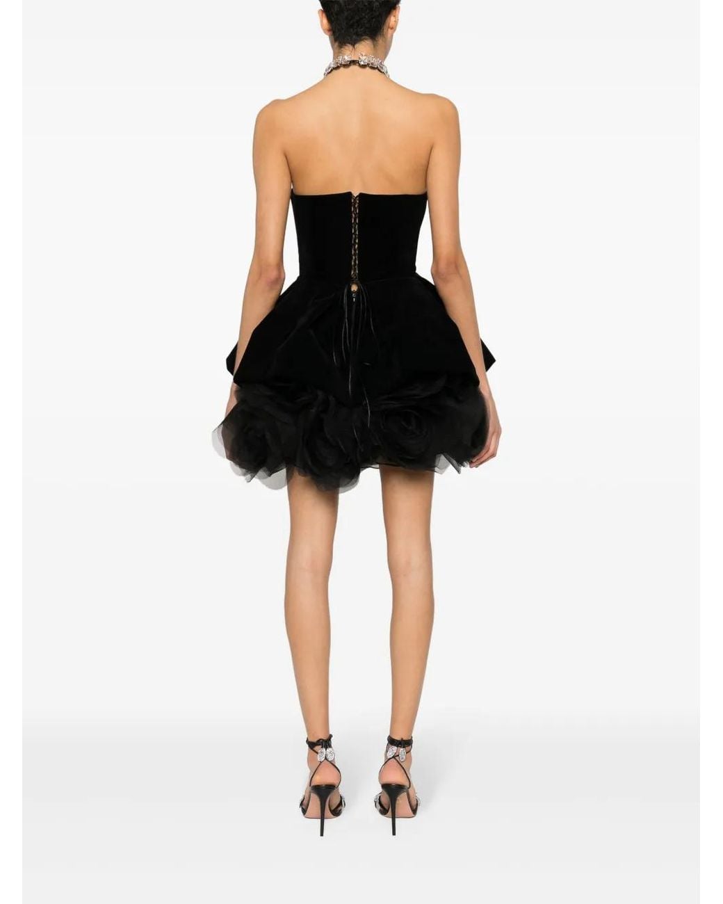 Ana Radu Black Strapless Velvet Mini Dress