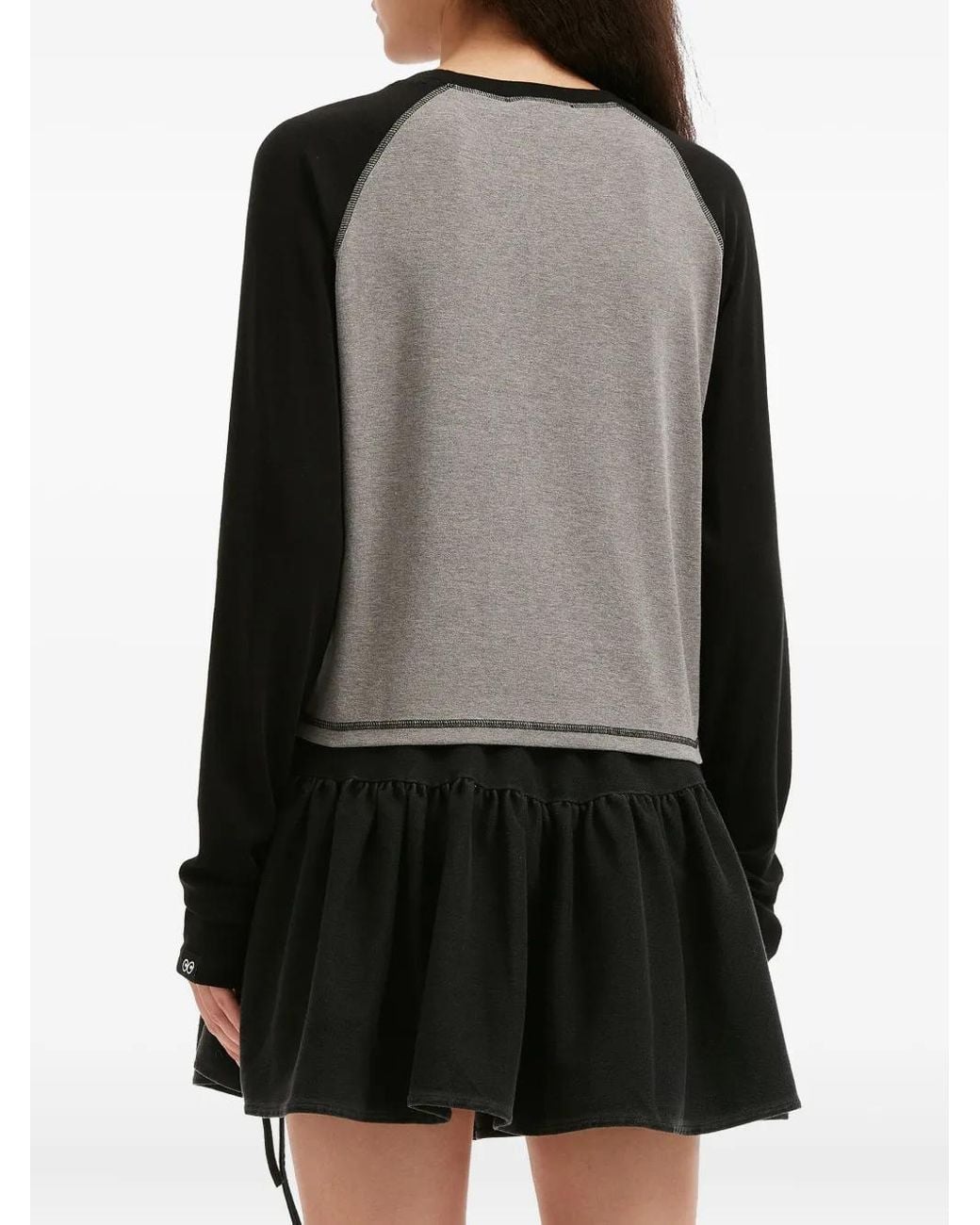 Mini Cream Black Long-Sleeve Cropped Top
