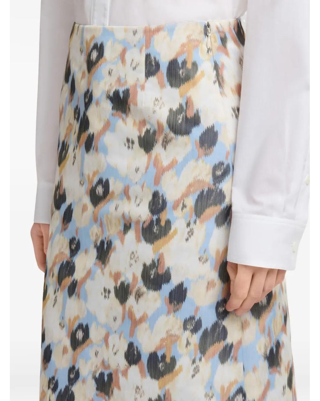 Marni White Duchesse Skirt With Secret Bouquet Print