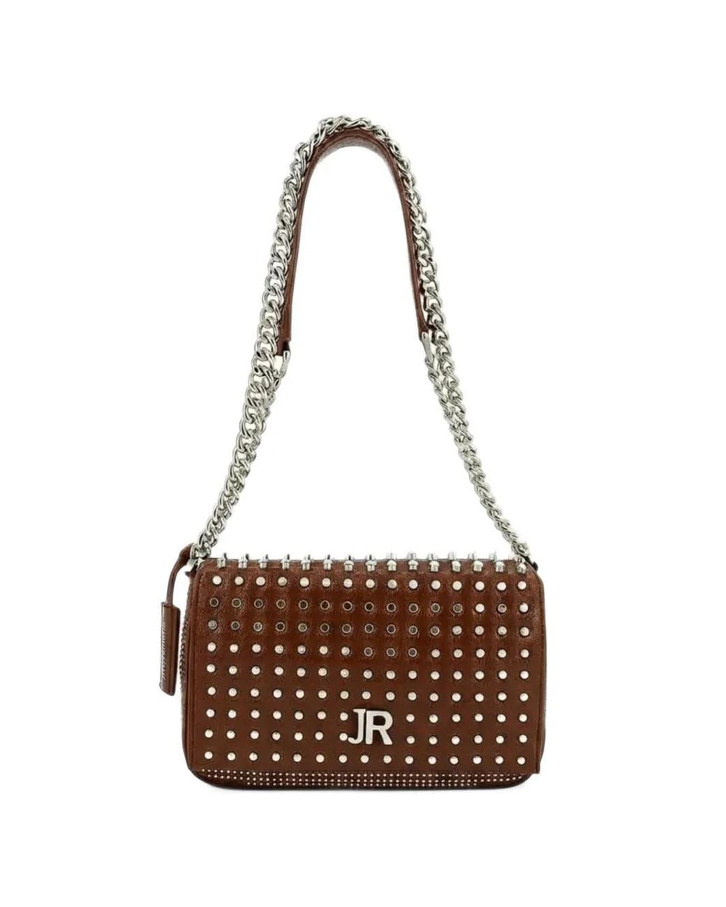 John Richmond White Studded Logo-Plaque Shoulder Bag
