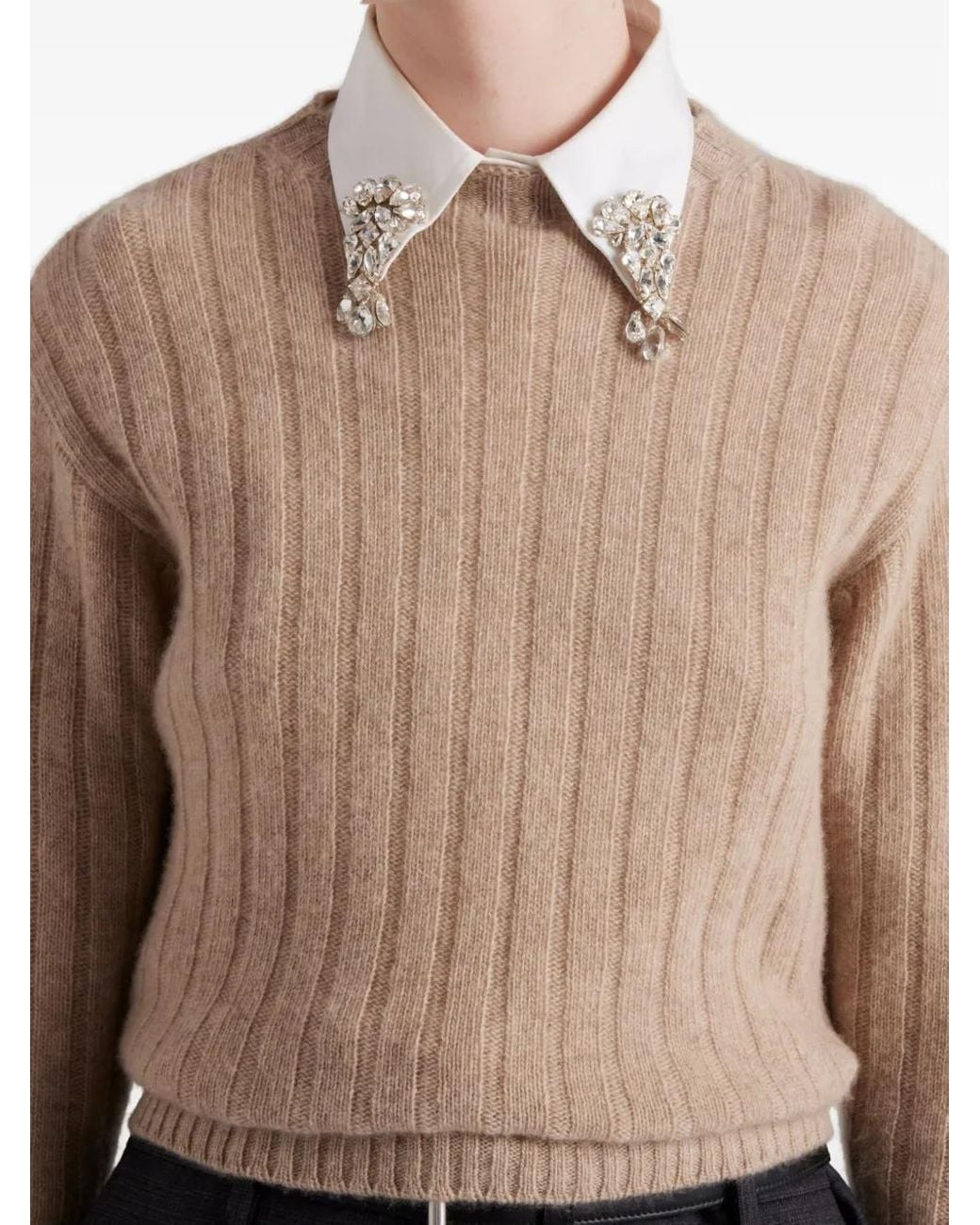 Prada Natural Cropped Re-Cashmere Sweater